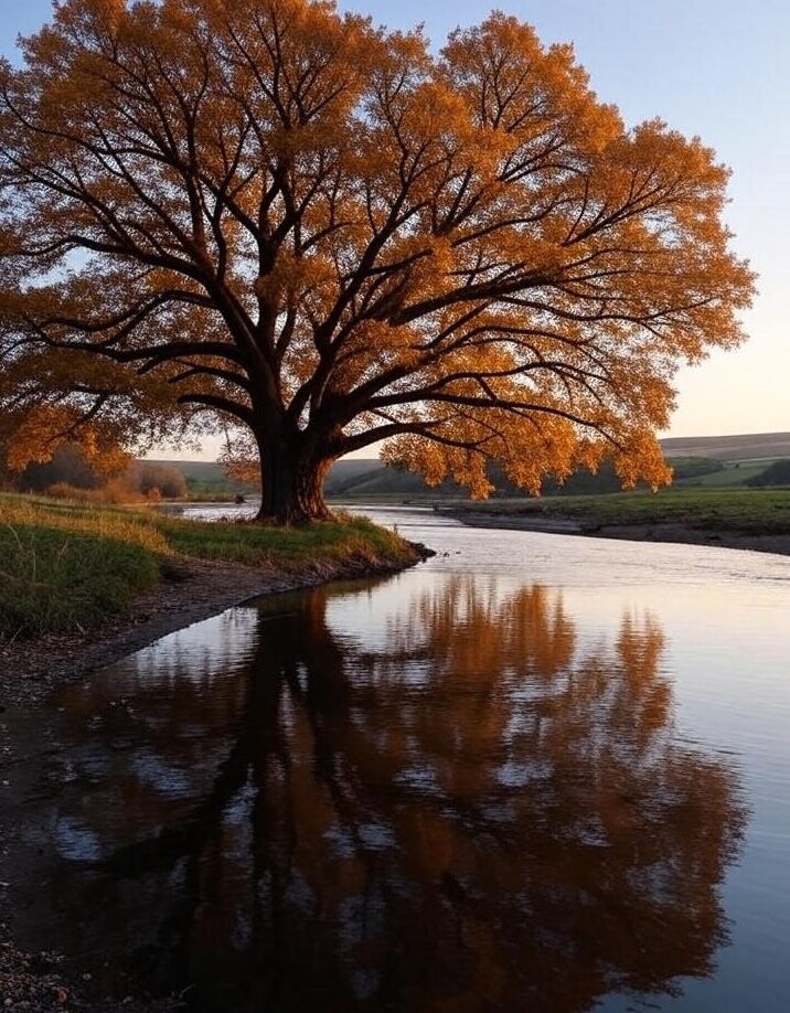 Lone tree by the river